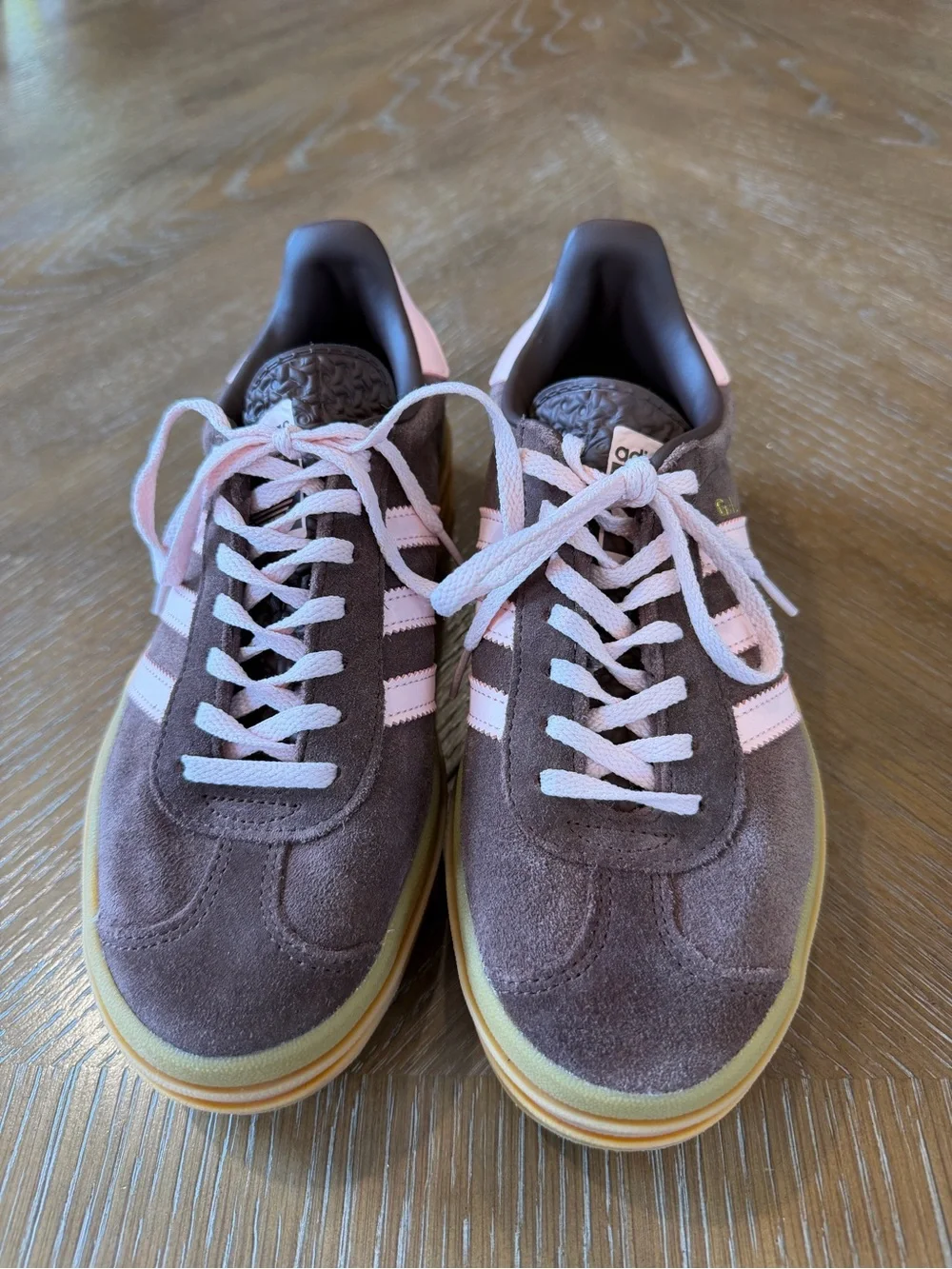 Adidas Gazelle Suede Platform Sneakers in Brown and Pink - Picture 2 of 10